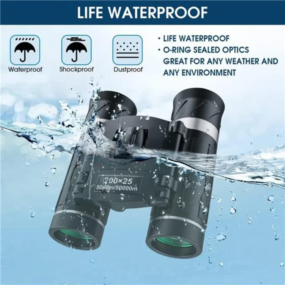 200x25 High Powered Mini Pocket Binoculars, Waterproof - Multi-use